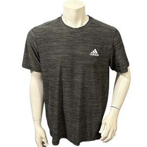 Adidas Men’s Athletic T-Shirt Gray 3 Stripes Logo Short Sleeve L